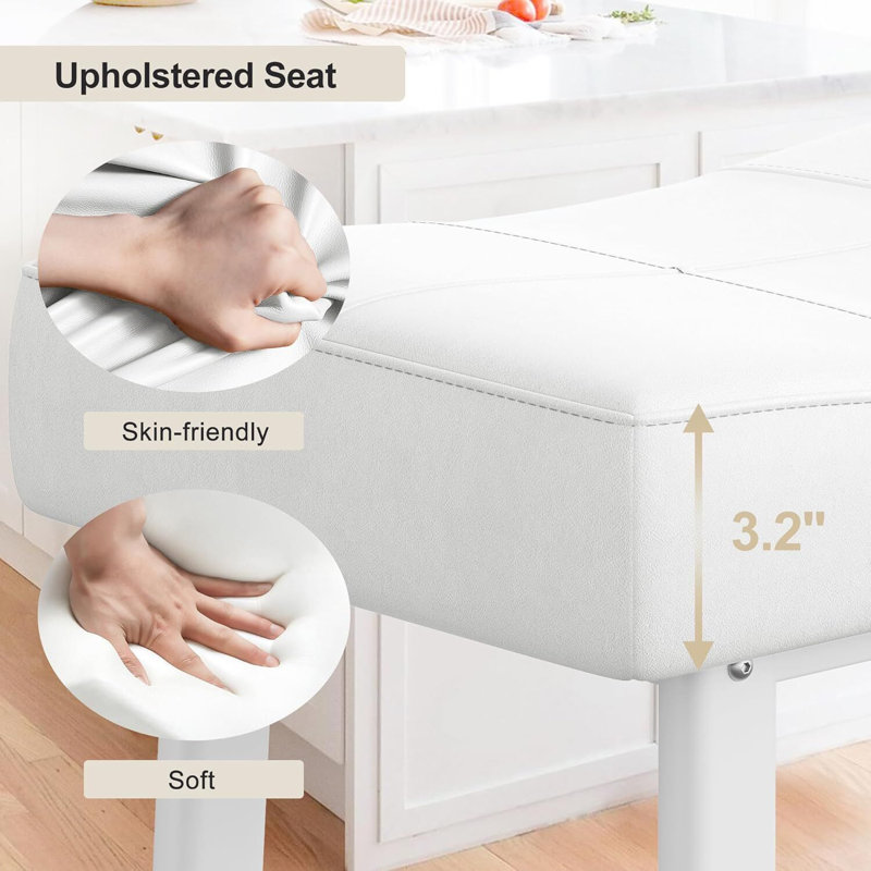 Ensemble de 4 tabourets de bar rembourrés à hauteur de comptoir de 4 po avec surface arrondie, White