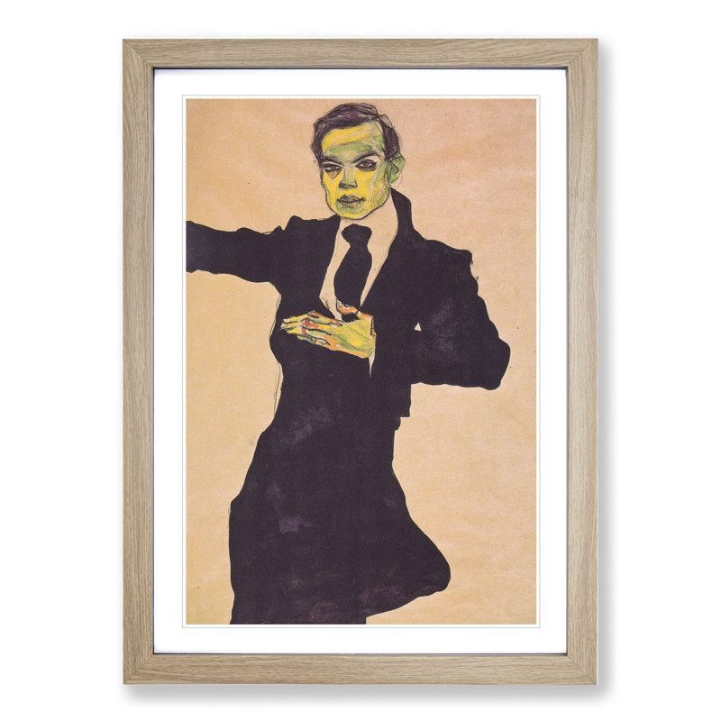Maler Max by Egon Schiele - Picture Frame Painting, 65cm H x 48cm W x 2cm D, Oak Framed