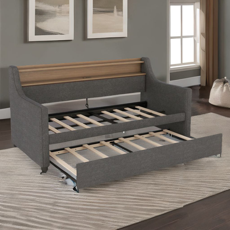 Twin Size Daybed With Storage Drawers, Twin, Gray