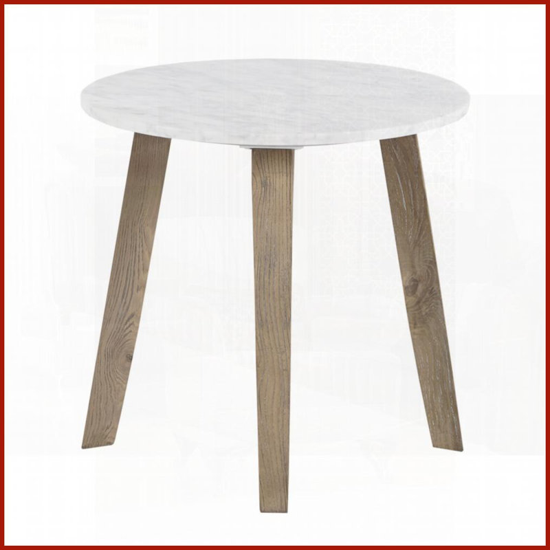 Table basse de salon Milo avec pieds en bois de frêne et amp; Plateau en marbre blanc, décor élégant et compact, assemblage facile