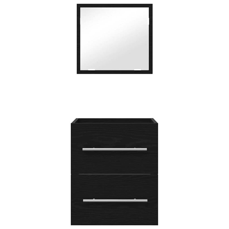 Bathroom Cabinet with Mirror Vanity Unit Sink Cabinet Engineered Wood, Black
