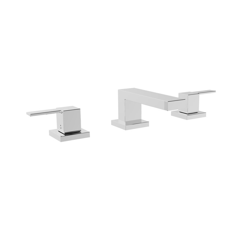 Quadrato Widespread 2-handle Bathroom Faucet with Drain Assembly, Polished Chrome