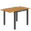 Natural Wood Expandable Patio Dining Table, 120cm Outdoor Dining Table with Acacia Wood Top & Black Metal Frame,