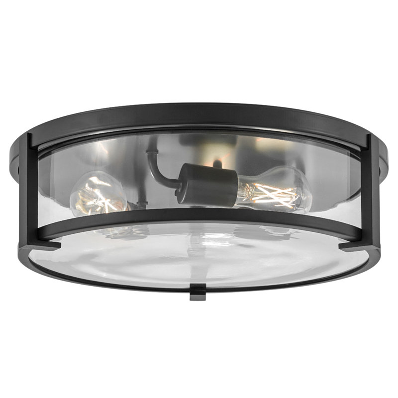 Lowell Three-Light Flush Mount Ceiling Light, Black/Clear Glass