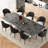 9-Piece Dining Set With 110.24'' Extendable Sintered Stone Table Top, 8 Upholstered Faux Leather Dining Chairs & Metal Base