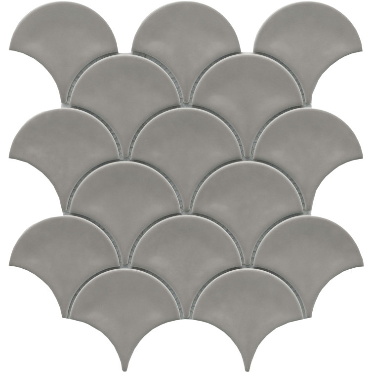 Reward™ Dove 10" x 11" Porcelain Fish Scale Mosaic Tile