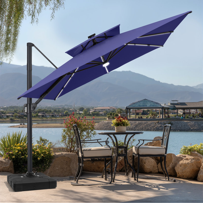 Parasol rectangulaire en porte-à-faux 128 pi, Navy