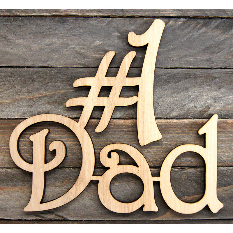 Décoration murale en bois peint papa, Bleu ciel, H 24 po x l 18 po x P 0,25 po