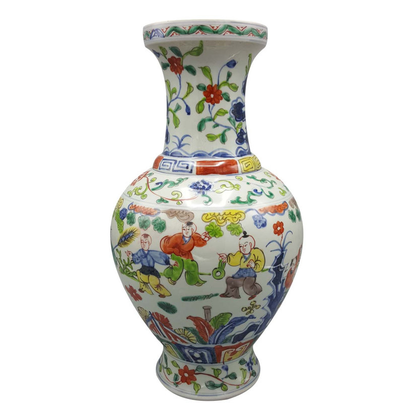 Chinese porcelain vase 7-ring '1000 children' pattern