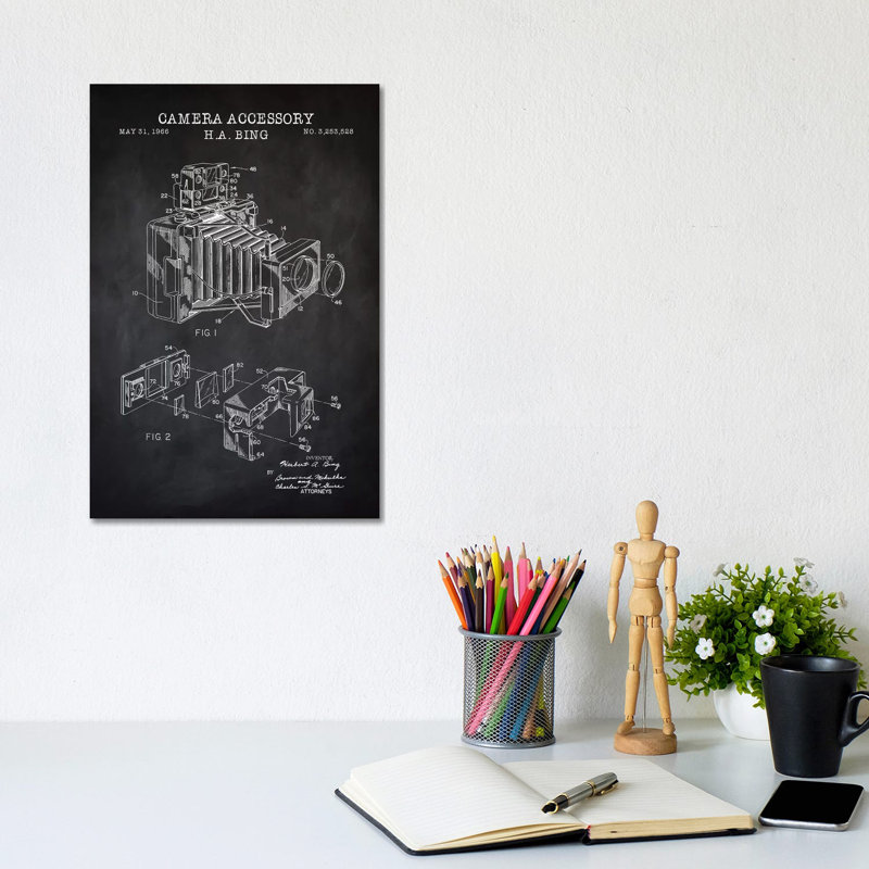 Camera Accessory, Black - Wrapped Canvas Print, 20.32 cm H x 30.48 cm W