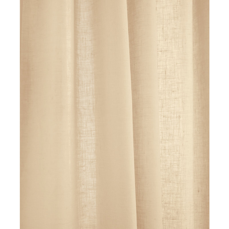 Linen Curtain with Rod Pocket, 52" W x 84" L, Beige