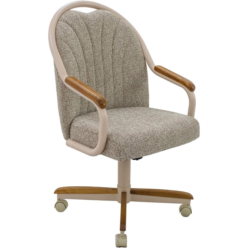 Swivel-Tilt Caster Casual Dining Chair in Oatmeal with Chestnut and Sand Finish, Ivory