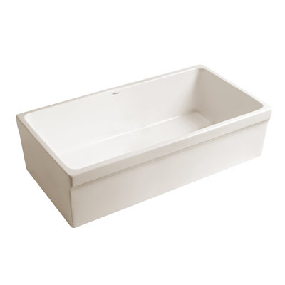 Whitehaus 36" Reversible Single Bowl Fireclay Kitchen Sink: 2-1/2” Lip, 2” Lip Front Apron