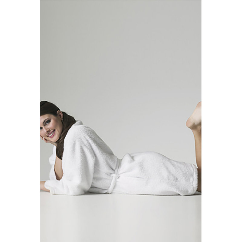 Terry Cloth Above Knee Bathrobe with Pockets