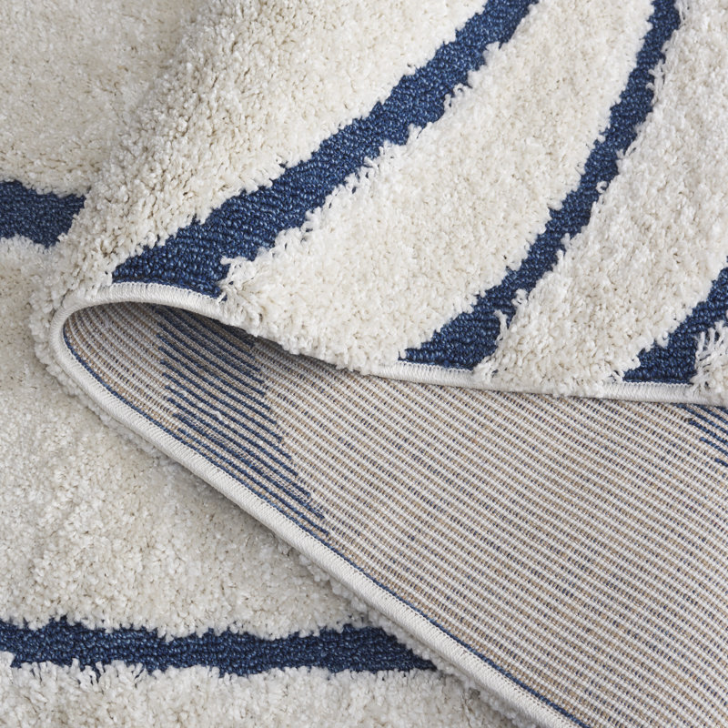 Tapis crème / beige Ashal, Tapis de couloir 2 pi 3 po x 7 pi, Navy Blue/Cream