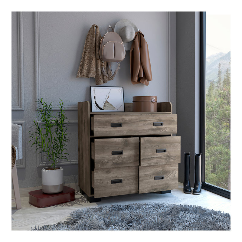 5 - Drawer Dresser, Dark Brown