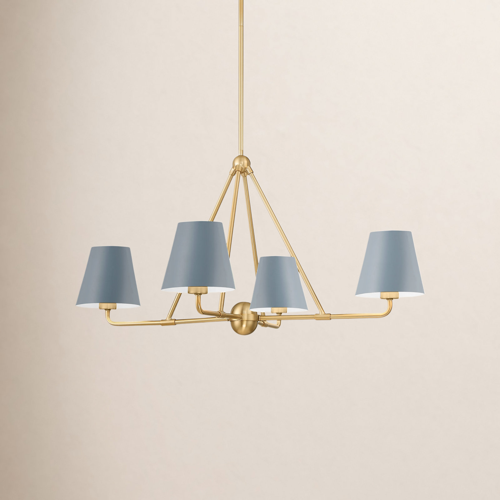 Kinston 31.75'' W 4-Light Dimmable Metal Chandelier, Gold, Blue