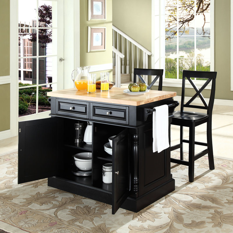 Diamondback Kitchen Island Set, Black