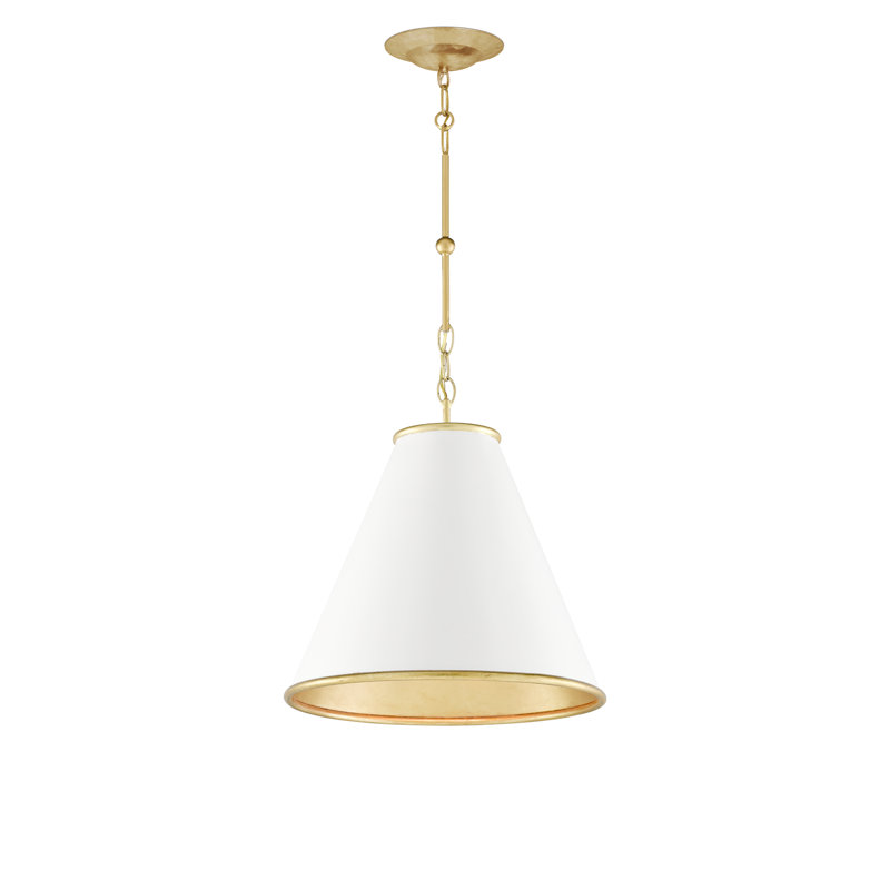 Pierrepont 1 - Light Single Cone Pendant, White/Gold, 18" H x 16" W x 16" D