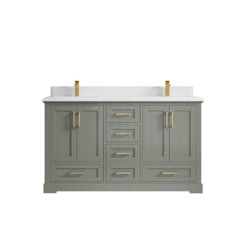 Ensemble de meuble-lavabo double 60 po Esin, Blanc