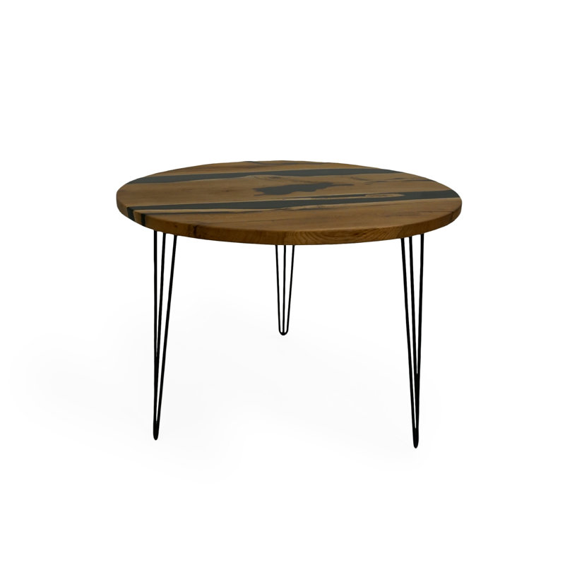 Table ronde en résine époxy noire érable