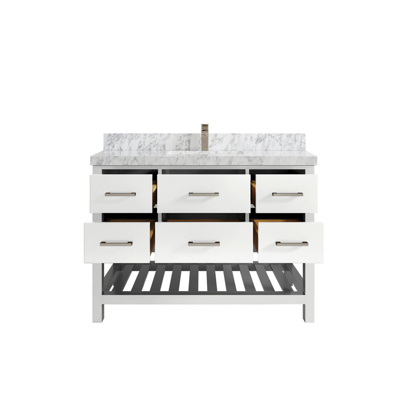 Parker 48 " W Freestanding Standard Free Standing 1 Single Vanity Bathroom Vanity With Top, Carrara Marble