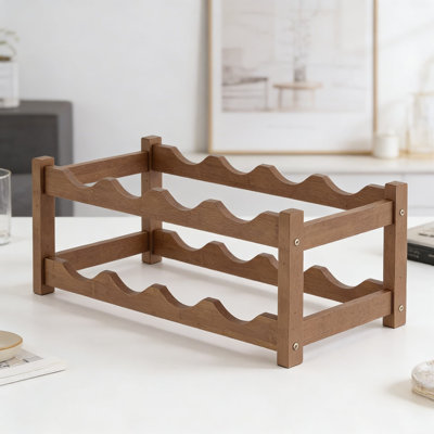 Étagère à vin en bambou à 2 niveaux pour armoire à vin, porte-bouteilles compact pour la cuisine, le garde-manger, la salle à manger et le bureau