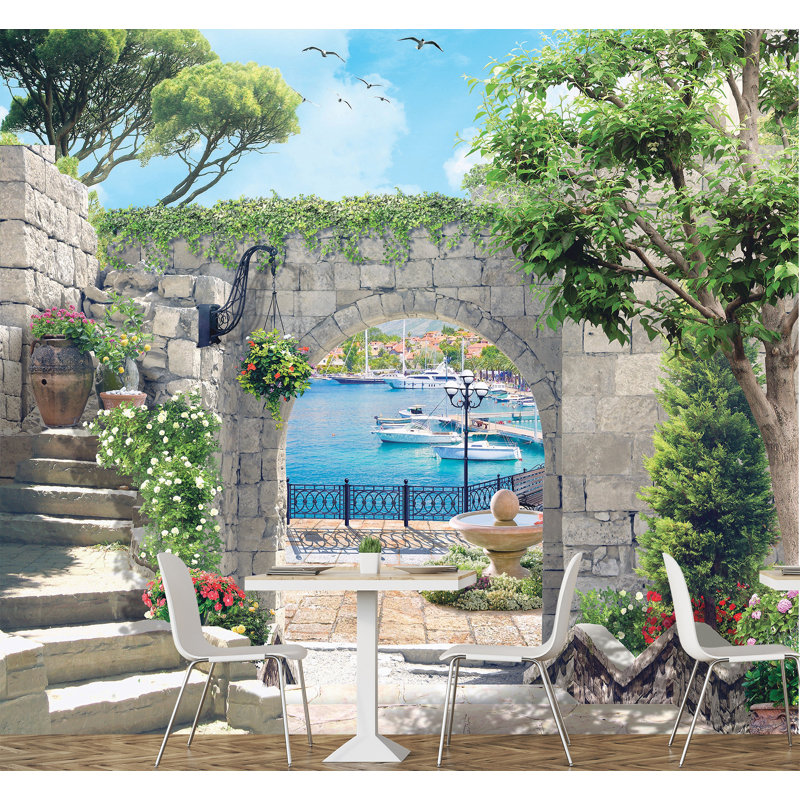 Murale à 6 panneaux l 8 pi x l 108 po bay, italie Lyndell