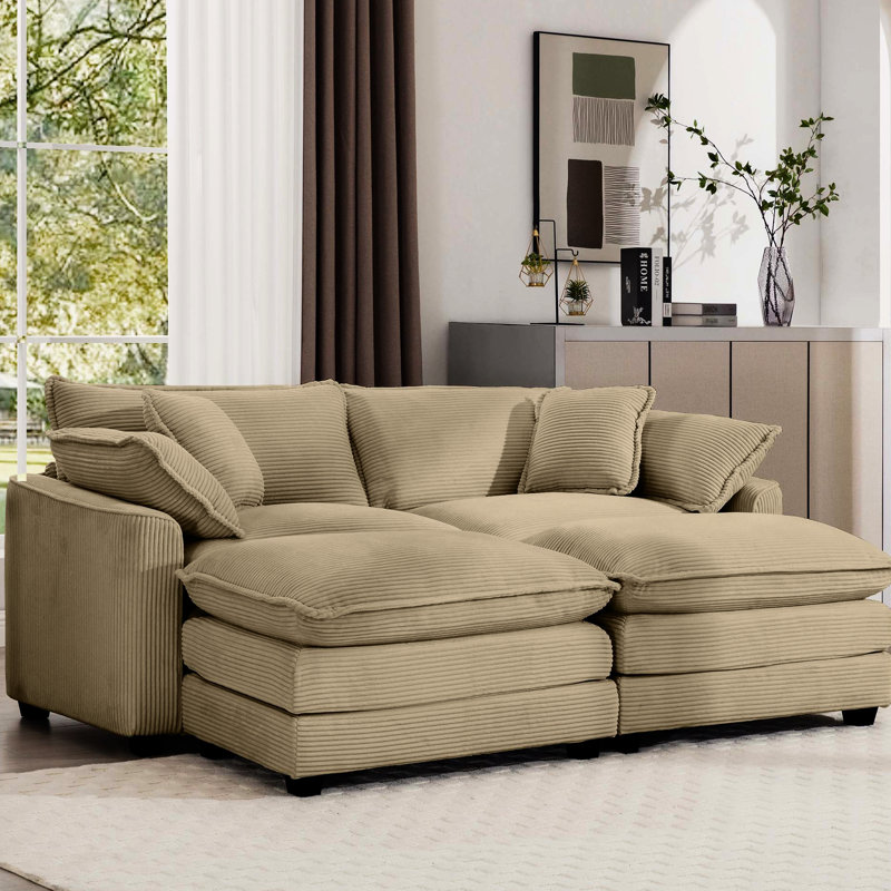Le velours côtelé brun clair, le design élégant et confortable 2 procurent un confort d'assise