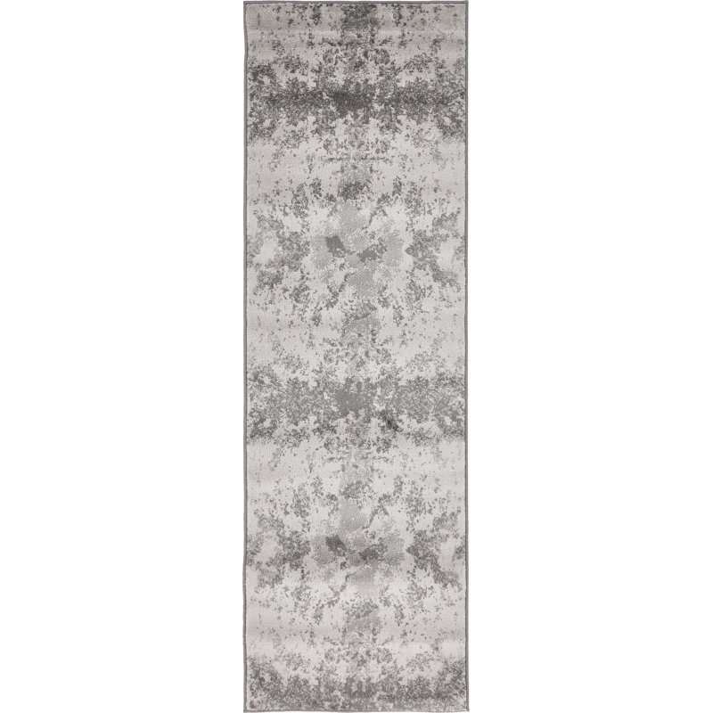 Tapis gris à motif géométrique Brantly, Tapis de couloir 2 pi x 6 pi 9 po