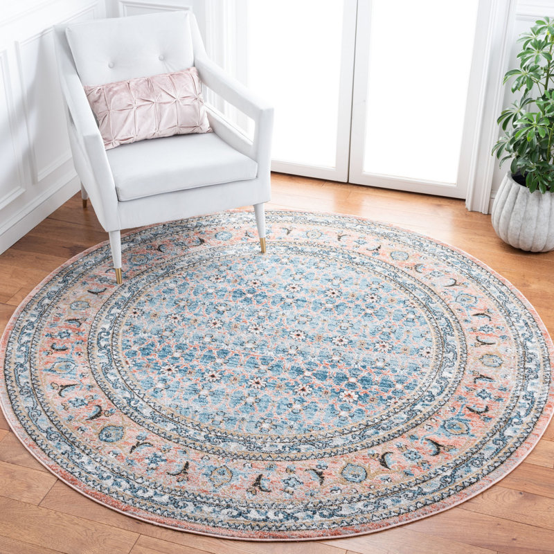 Tapis bleu / rose Kendleshire, Rond 6 pi 7 po