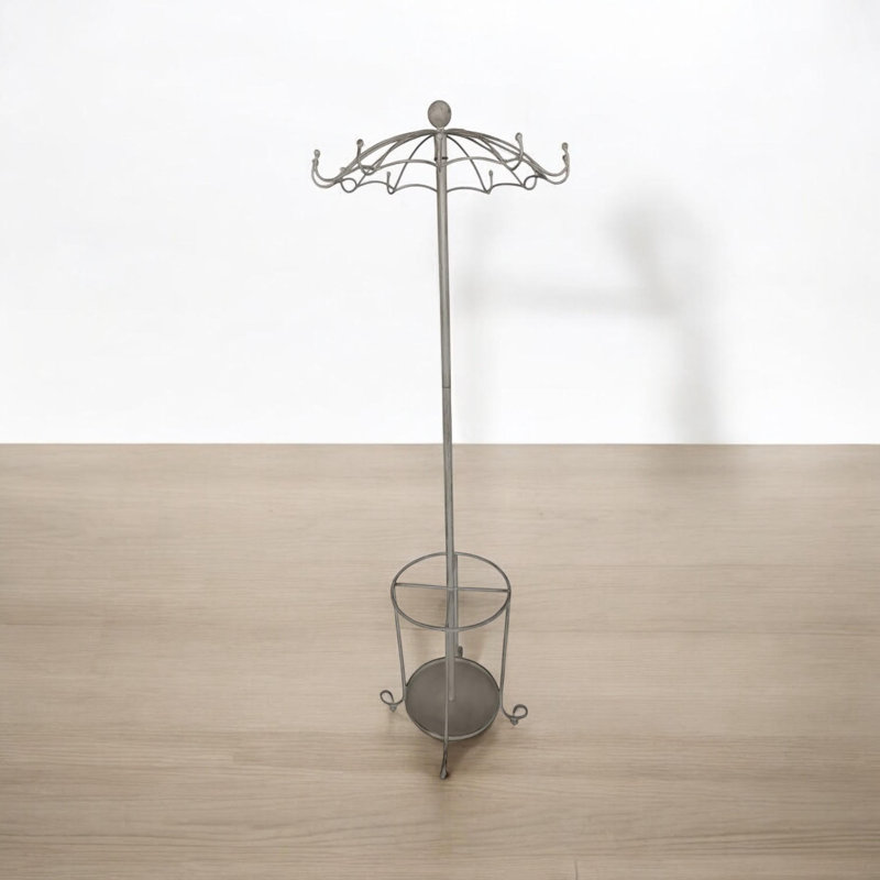Connellsville Metal Freestanding 14 - Hook Coat Rack, Cream