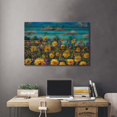 «Beautiful Field Flowers Wildflower Art on Wood» par Valery Rybakow, reproduction