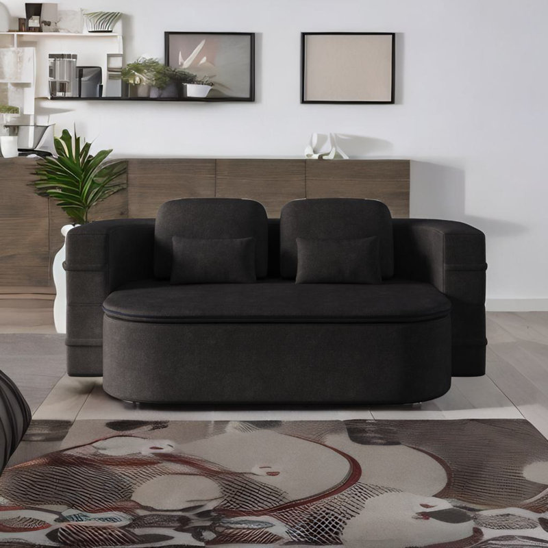 2-in-1 Foldable Sofa, Black