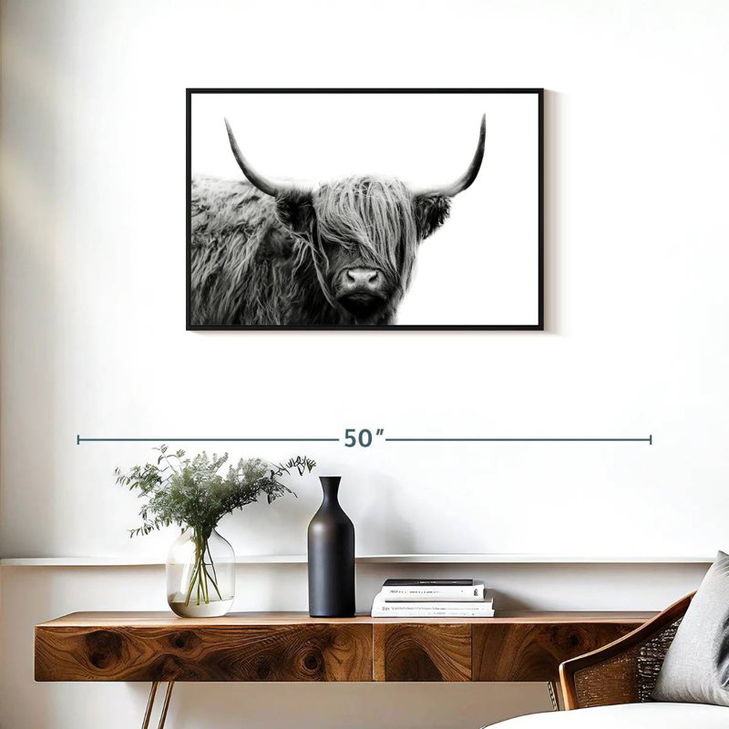BW Highland Cow, 21" H x 31" W