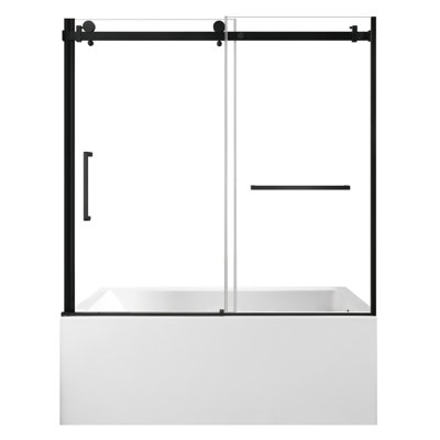 Kingston Brass 60-Inch Acrylic Rectangular 3-Wall Anti-Skid Alcove Tub With Tub Door, Hand Drain