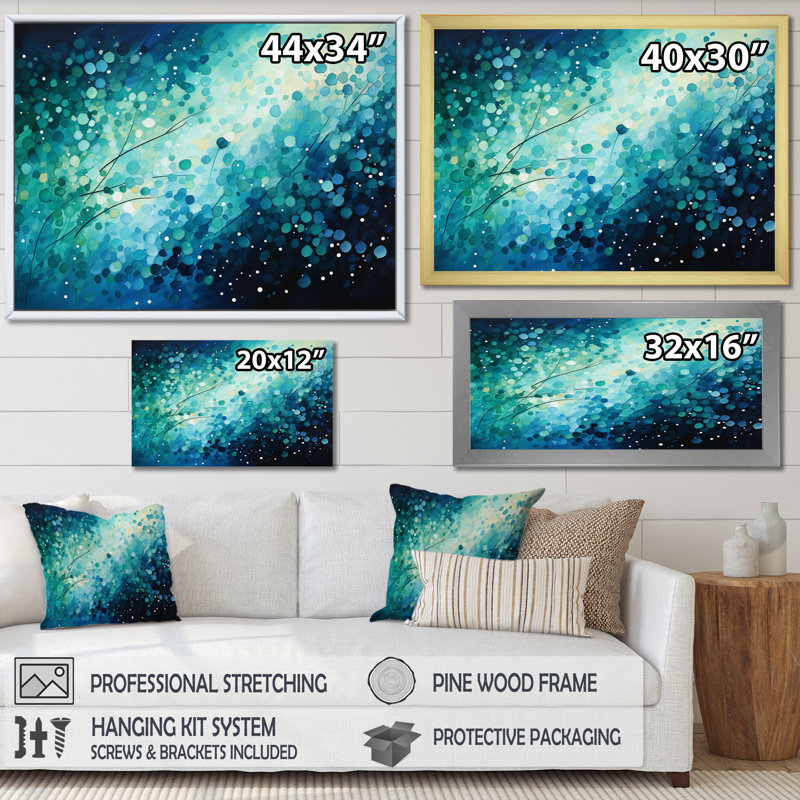Turquoise Tranquility IX - Abstract Landscapes Wall Art, Wrapped Canvas, 24" H x 32" W x 1" D