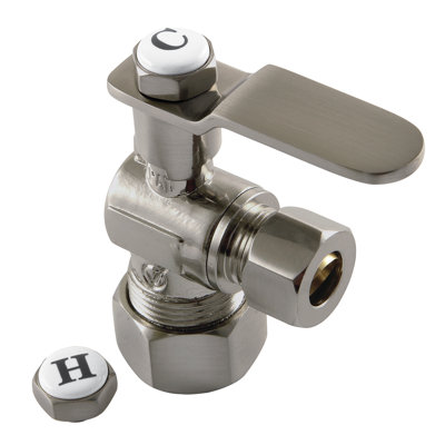 Kingston Brass Whitaker 5/8-Inch OD Comp x 3/8-Inch OD Comp Quarter-Turn Angle Stop Valve