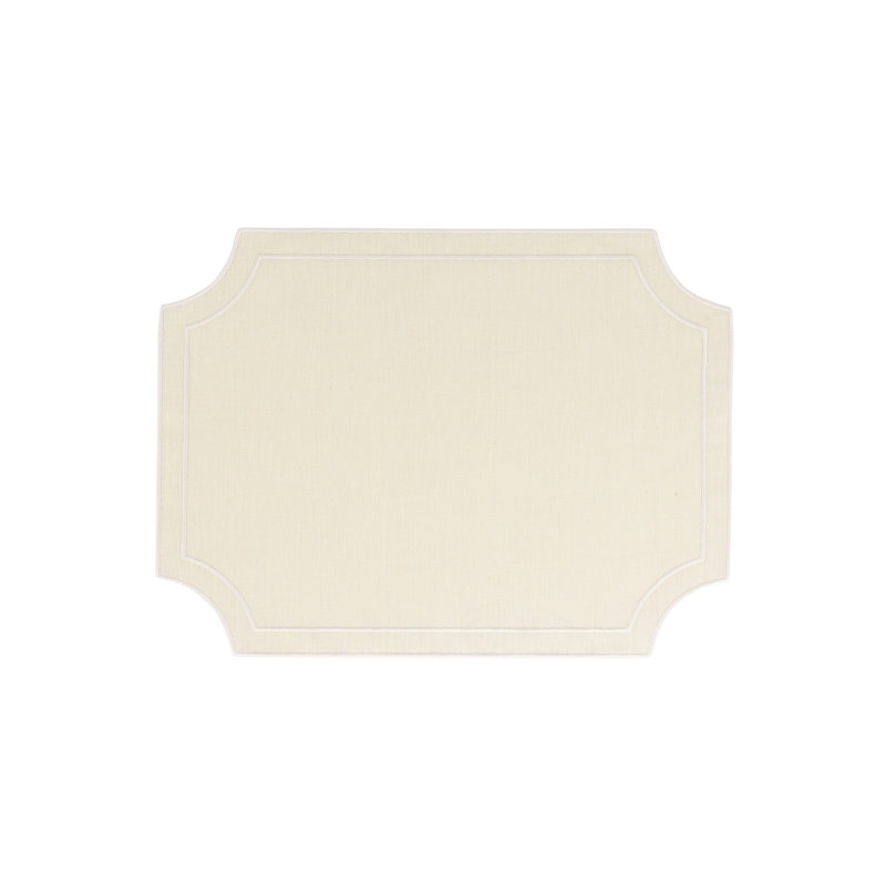 Tessuti Rectangular Placemats with Stitching, Ivory/White