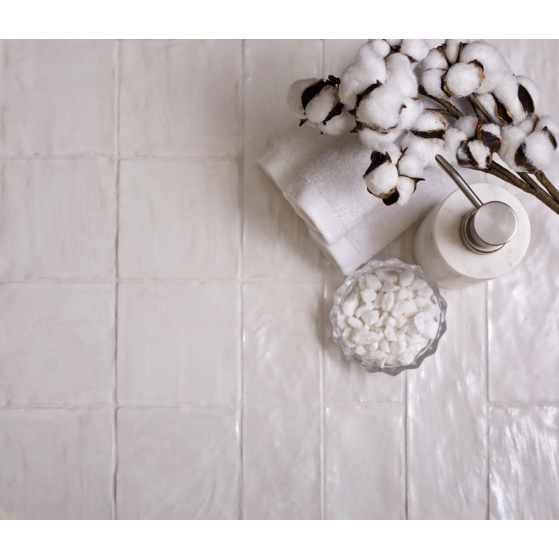 Mallorca 8" x 2.5" Ceramic Subway Tile, White