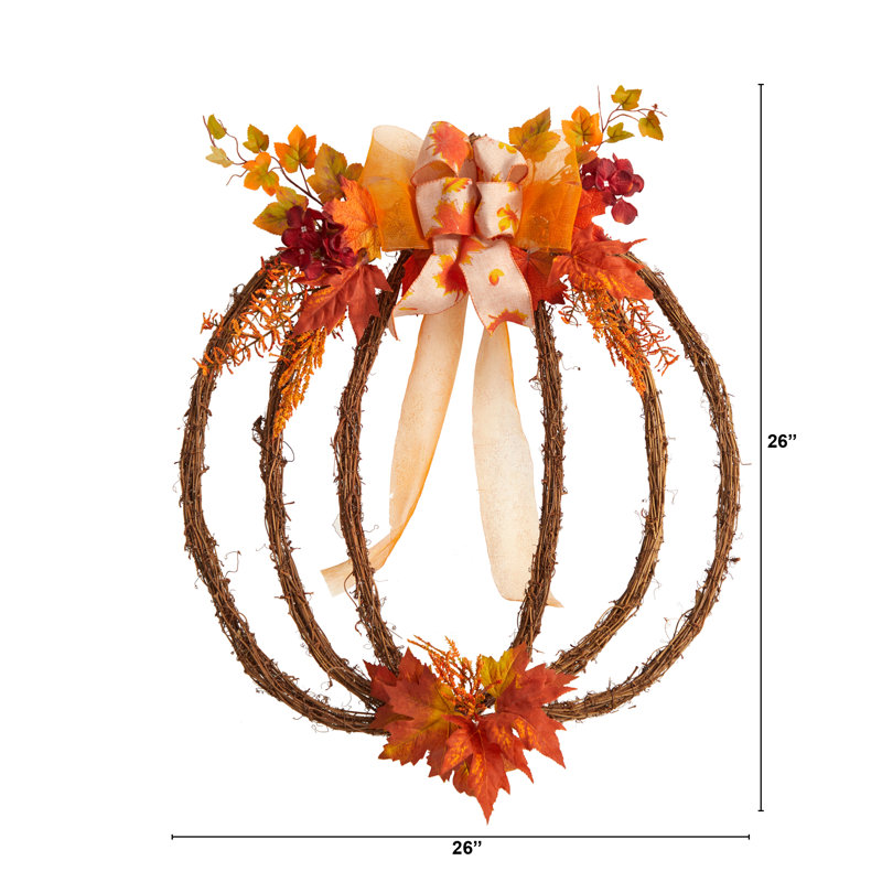 Faux Pumpkin & Gourds 26'' Wreath
