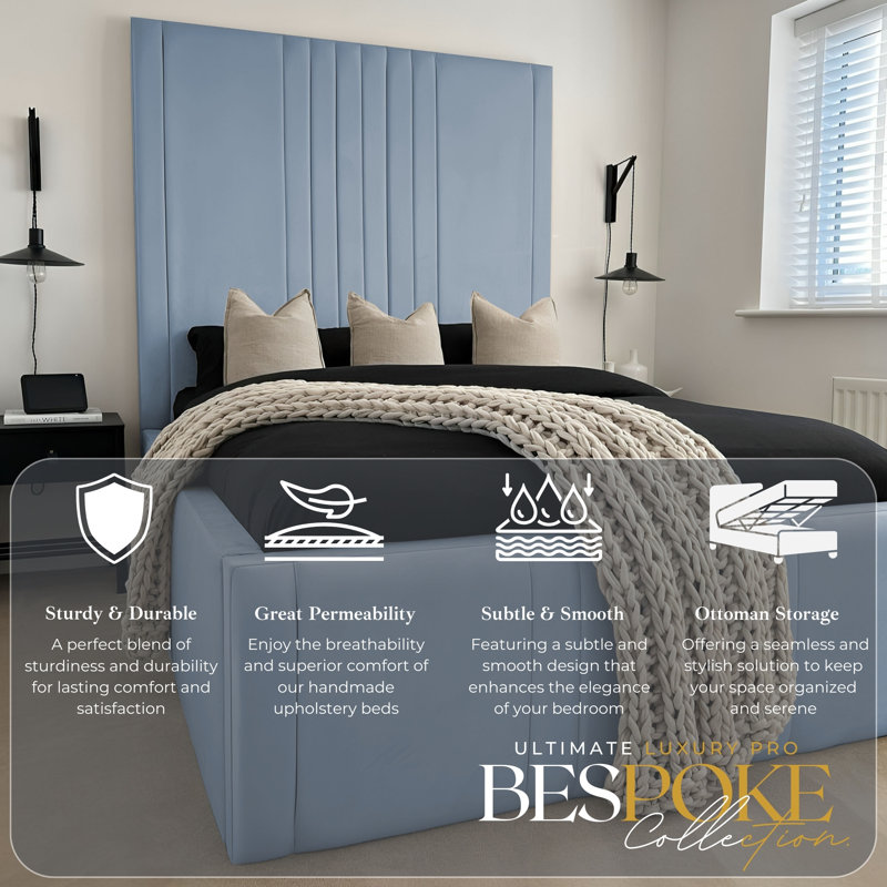 Ottoman Upholstered Bed - Dreamcape Plush Velvet Gas Lift Storage with Headboard, Steel, Super King