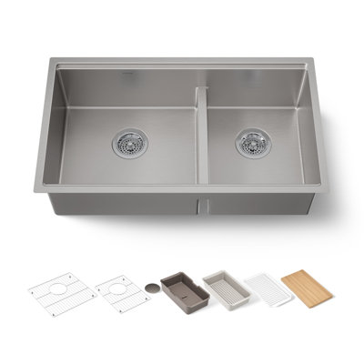 Strive® 32 In. Undermount Double-Bowl Workstation Kitchen Sink