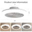 Ventilateur de plafond fermé 18 pouces avec lumière et télécommande, ventilateur encastré moderne à profil bas sans pales pour la salle à manger de la cuisine de la chambre à coucher