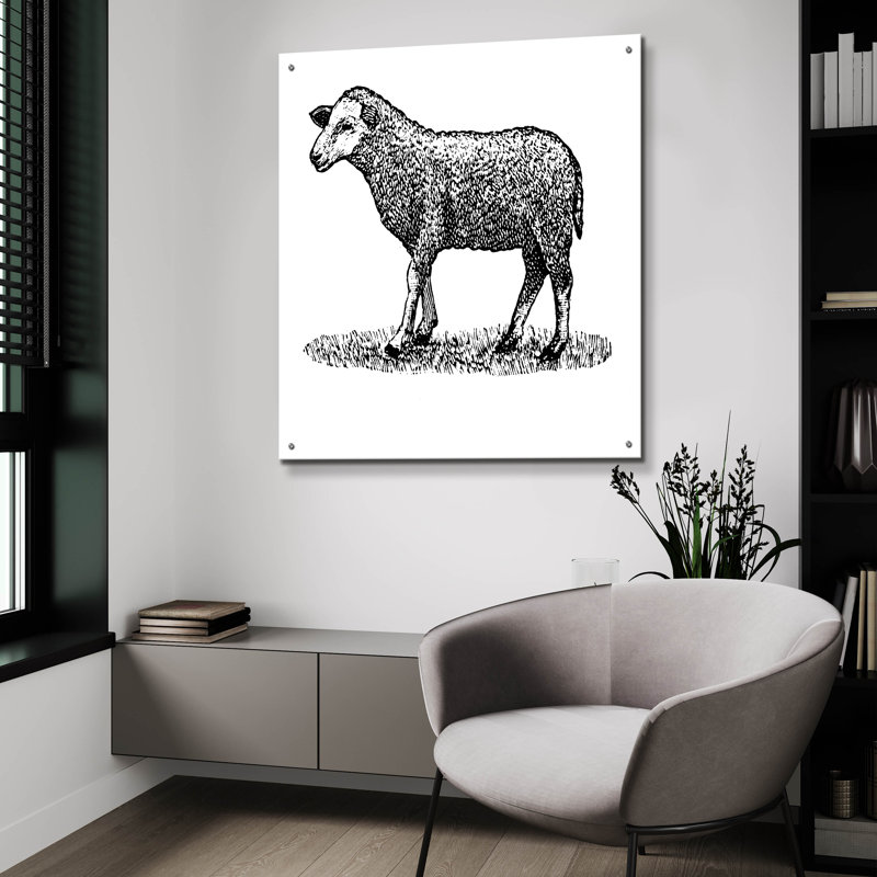  «Little Ewe» par Art Licensing Studio, art mural en verre acrylique, 36 po x 36 po, H 36 po x l 36 po
