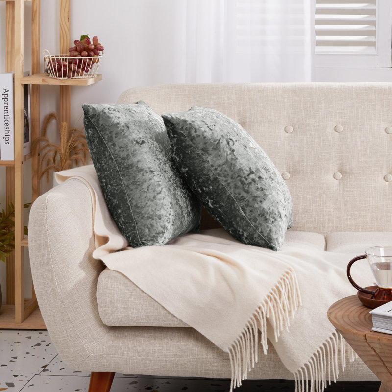 Gray 22" x 22" Reversible Velvet Pillow Covers