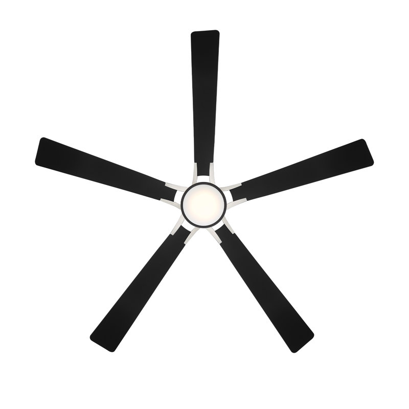 Rotary Smart LED Downrod Ceiling Fan, Silver