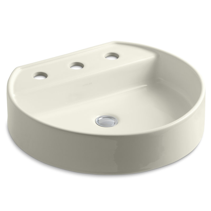 Chord Wading Pool Vessel Bathroom Sink, Amande, 8" Centers