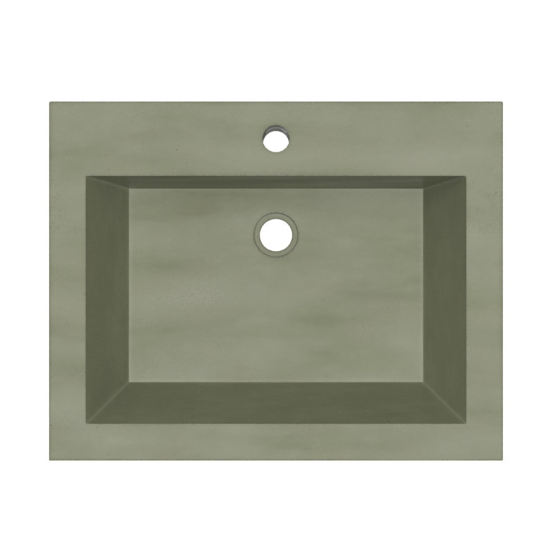 Natoma 24" Wall-Mounted Concrete Rectangular Bathroom Sink, Sage, Single-Hole Faucet
