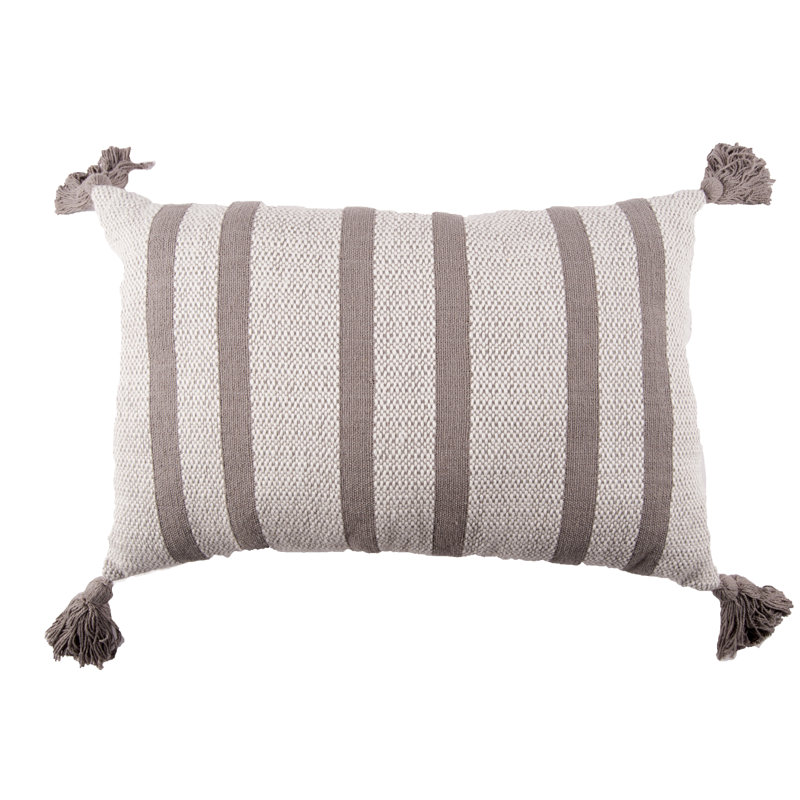 Joey Striped Cotton Decor Throw Pillow, Brown